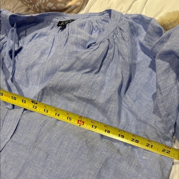 J Crew Sold Out Cabana Linen Dress Elegant Blue Full Slip Pockets XL - Picture 10 of 11